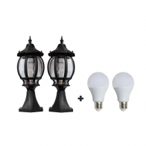 2'li Sekizgen Direk Üstü Bahçe Armatürü - Siyah