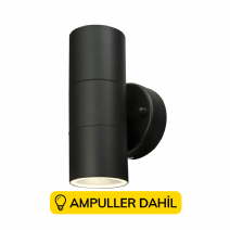 LİZBON Çift Taraflı İç  ve Dış Mekan Armatür Ampuller Dahil - Siyah