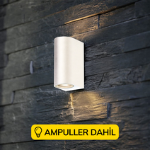 Çift Yönlü Dekoratif Duvar Aplik Ampuller Dahil - Beyaz