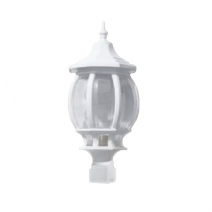 Çim Çit Kare Tabanlı Direk Üstü Sekizgen Fener Armatür - Beyaz