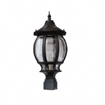 Çim Çit Kare Tabanlı Direk Üstü Sekizgen Fener Armatür - Siyah