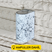 Mermer Desenli Çift Yönlü Dekoratif Duvar Aplik Ampuller Dahil - Beyaz