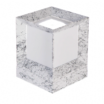 Mermer Desenli Kare Küp Bahçe Aydınlatma Armatürü - Beyaz