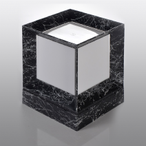 Mermer Desenli Kare Küp Bahçe Aydınlatma Armatürü - Siyah Beyaz