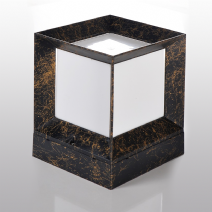 Mermer Desenli Kare Küp Bahçe Aydınlatma Armatürü - Siyah Gold