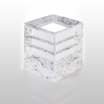 Mermer Desenli Panjurlu Kare Küp Bahçe Aydınlatma Armatürü - Beyaz