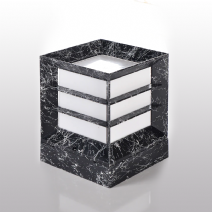 Mermer Desenli Panjurlu Kare Küp Bahçe Aydınlatma Armatürü - Siyah Beyaz