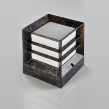 Mermer Desenli Panjurlu Kare Küp Bahçe Aydınlatma Armatürü - Siyah Gold