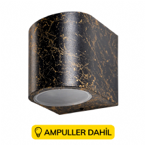 Mermer Desenli Tek Yönlü Dekoratif Duvar Aplik Ampuller Dahil - Siyah Gold