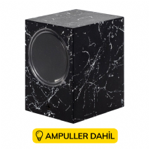 Mermer Desenli Tek Yönlü Kare Dekoratif Aplik Ampuller Dahil - Siyah