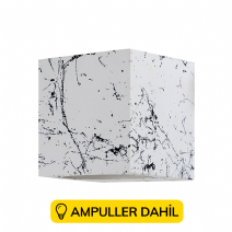 Mermer Desenli Tek Yönlü Kare Dekoratif Aplik Ampuller Dahil - Beyaz