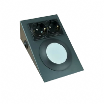 Metal Kasa Çift Prizli Tezgah Altı Armatür - Antrasit