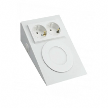 Metal Kasa Çift Prizli Tezgah Altı Armatür - Beyaz