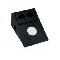 Metal Kasa Çift Prizli Tezgah Altı Armatür - Siyah