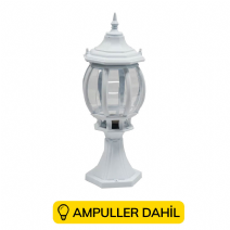 Sekizgen Direk Üstü Bahçe Armatürü Ampuller Dahil - Beyaz