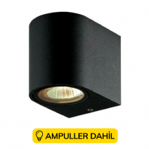 Tek Yönlü Dekoratif Aplik Ampuller Dahil - Siyah