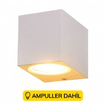 Tek Yönlü Kare Dekoratif Aplik Ampuller Dahil - Beyaz