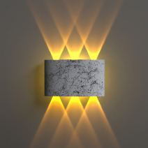 Uranüs Mermer Desenli Işık Süzmeli Çift Yönlü Kendinden Ledli Aplik - Beyaz Desenli