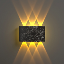 Uranüs Mermer Desenli Işık Süzmeli Çift Yönlü Kendinden Ledli Aplik - Siyah Desenli